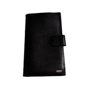 Olimpo Black Pebbled Leather Bi-Fold Wallet With Pull Out Check Book Holder